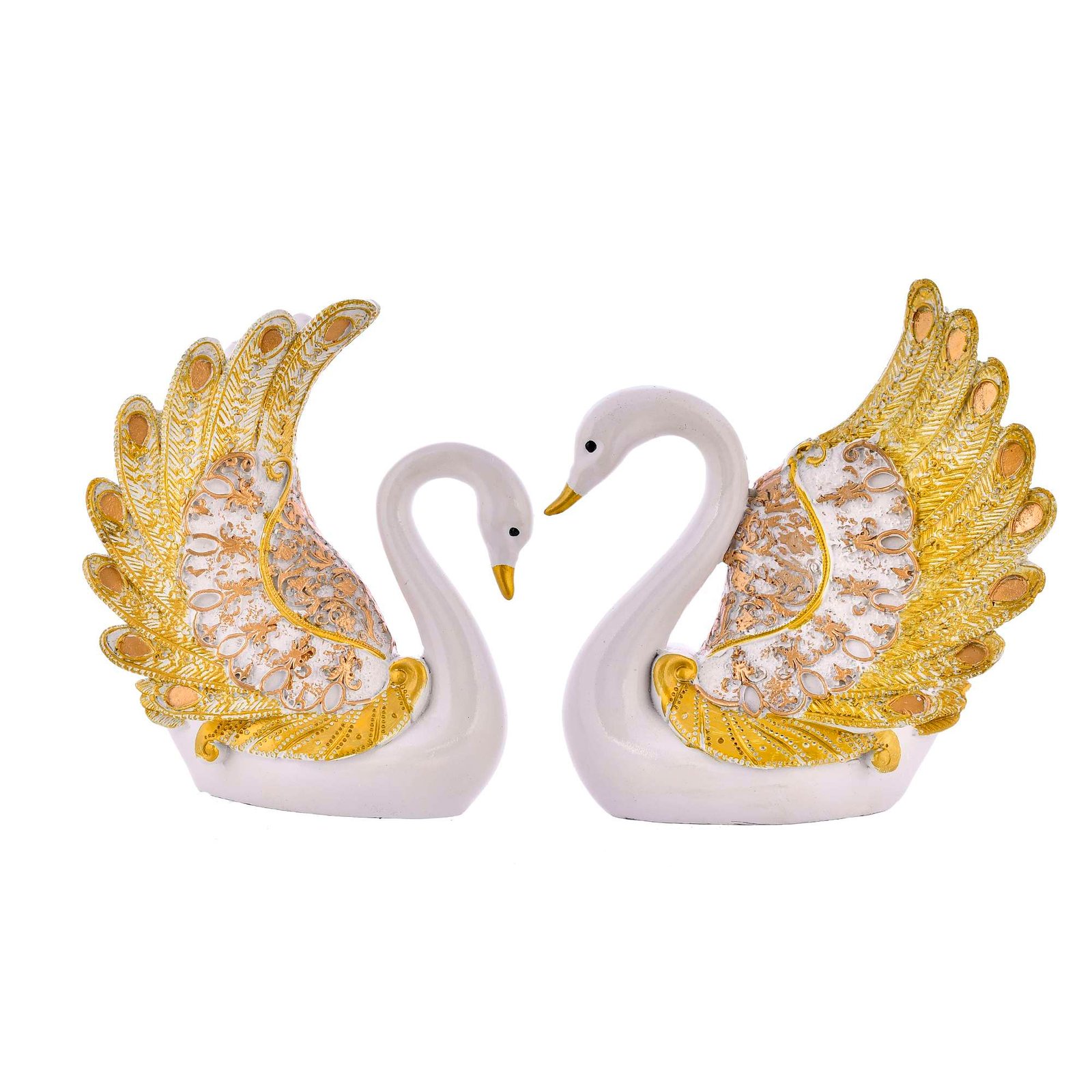 Swan Pair Feather Design Sculpture - Image 4